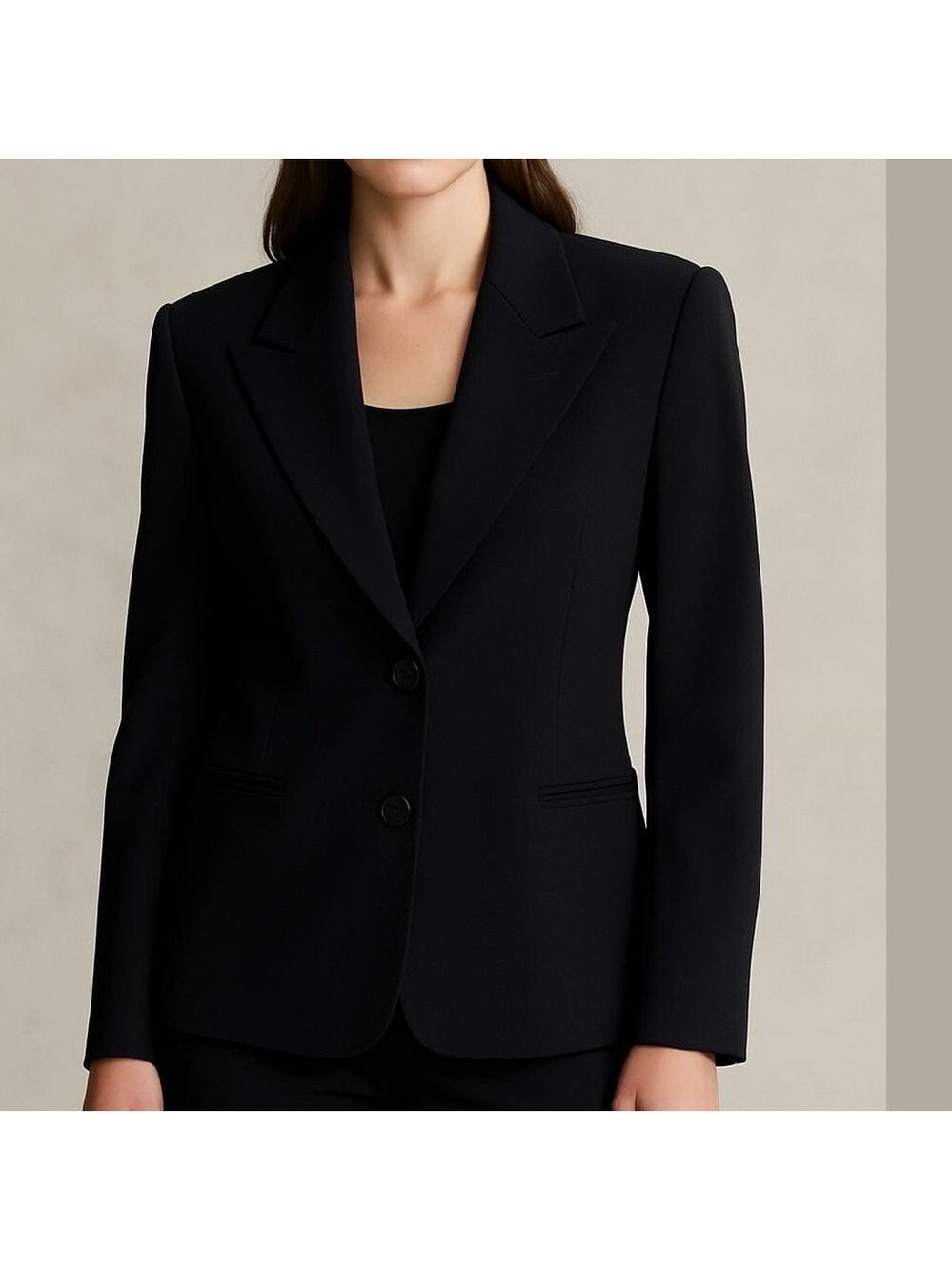 Vintage Ralph Lauren Wool Blazer Button Up Fully Lined Navy Blue Women's Us 4